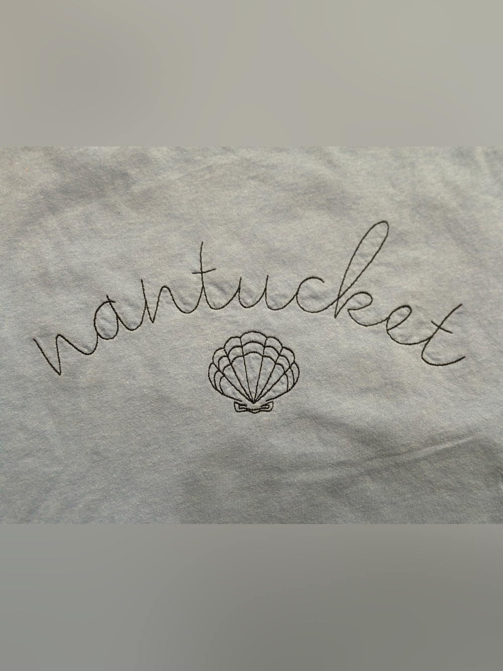 Nantucket cropped 100% cotton pale denim blue t-shirt womens preppy casual M - Picture 3 of 4